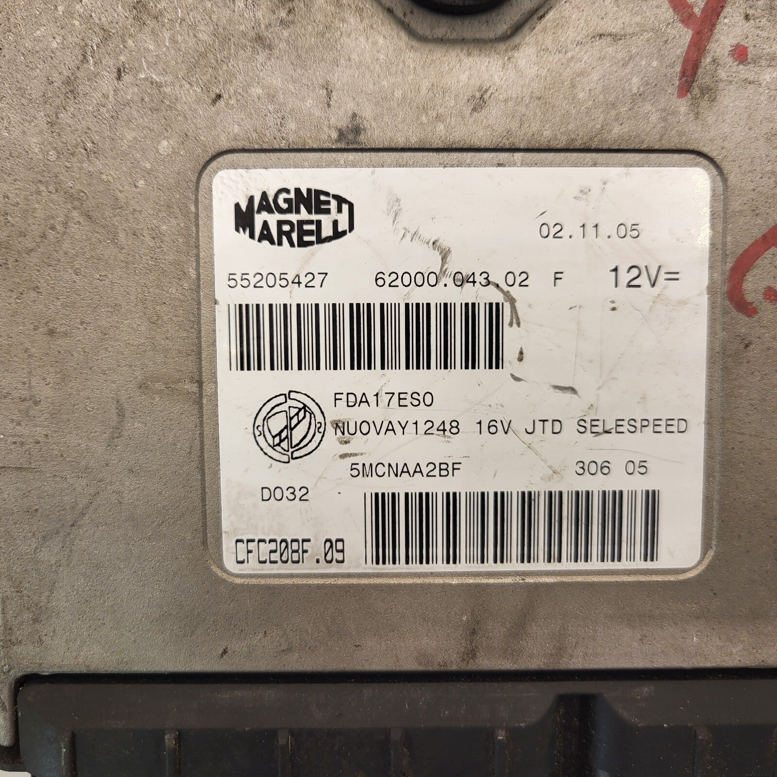 LANCIA YPSILON ECU / 55205427 / CFC208F.09 / 62000.043.02 / MAGNETI MARELLI 