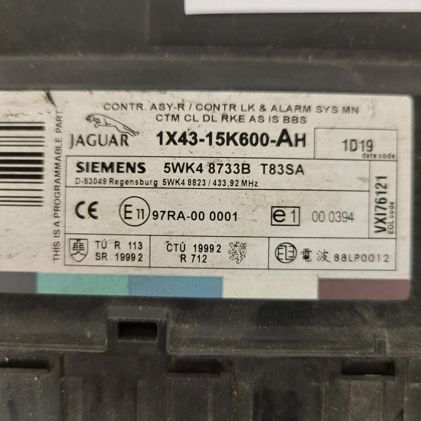 JAGUAR / ECU / 1X43-15K600-AH / 5WK4 8733B T83SA / 5WK48733B 