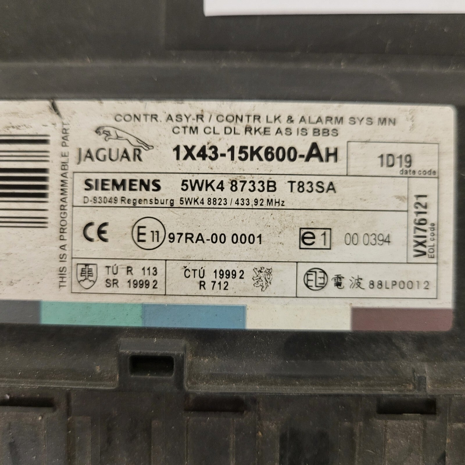 JAGUAR / ECU / 1X43-15K600-AH / 5WK4 8733B T83SA / 5WK48733B 