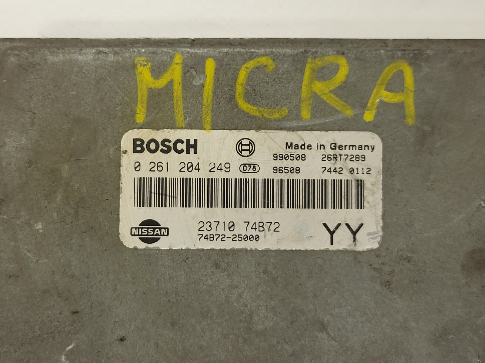 NISSAN MICRA ECU / 0261204249 / 23710 74B72 / 74B72-25000 / 2371074B72 / BOSCH