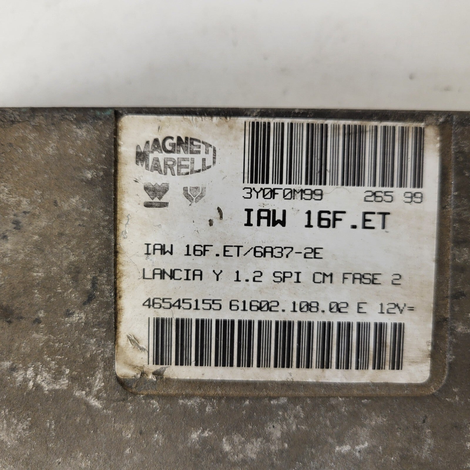 LANCIA Y 1.2 ECU / IAW 16F.ET / 46545155 /61602.108.02 / MAGNETI MARELLI