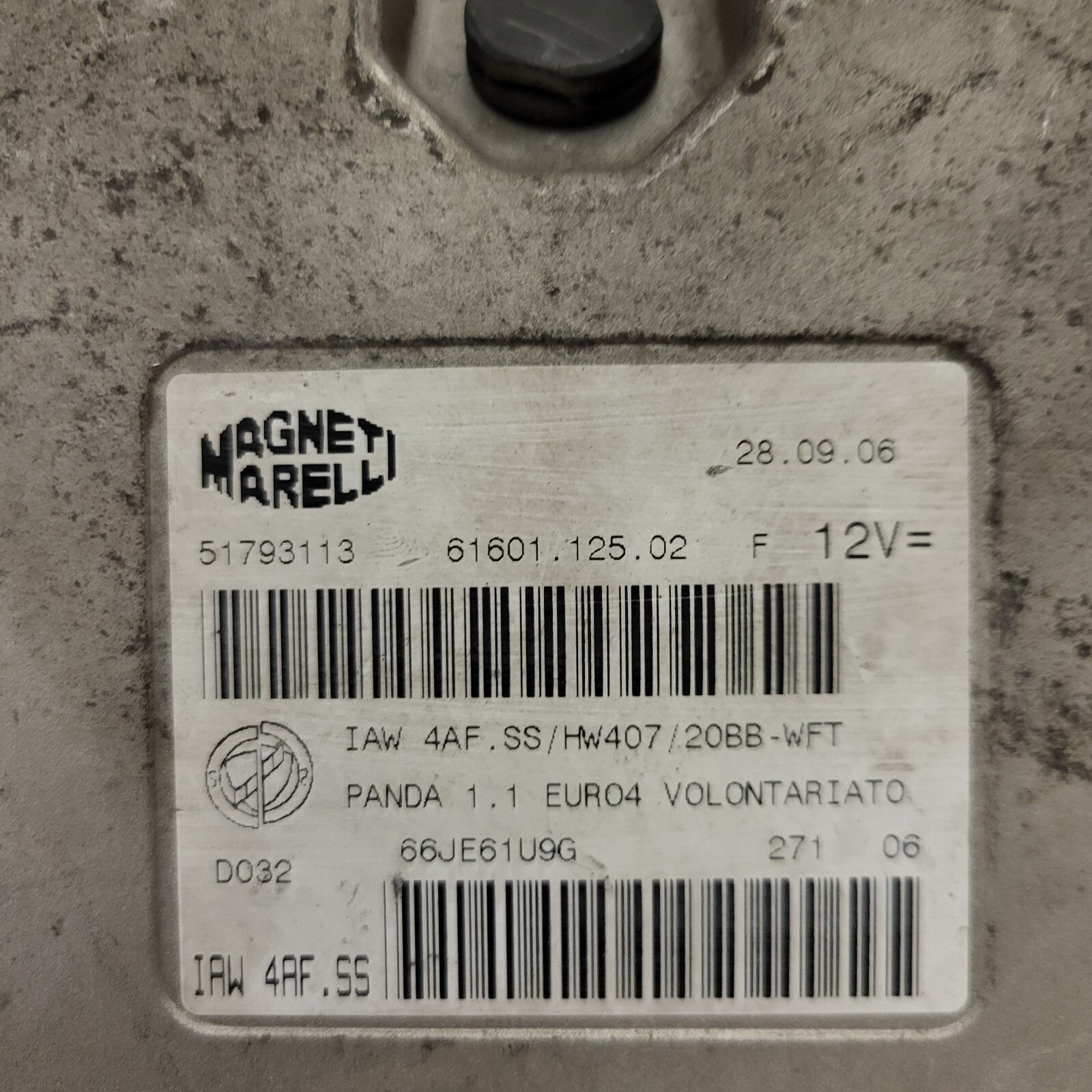 FIAT PANDA 1.1 ECU / IAW 4AF.SS / 51793113 / HW407 / 61601.125.02 / MAGNETI MARE