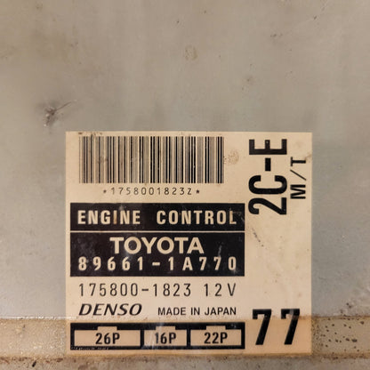 TOYOTA COROLLA ECU / 89661-1A770 / 175800-1823 / 2C-E / DENSO