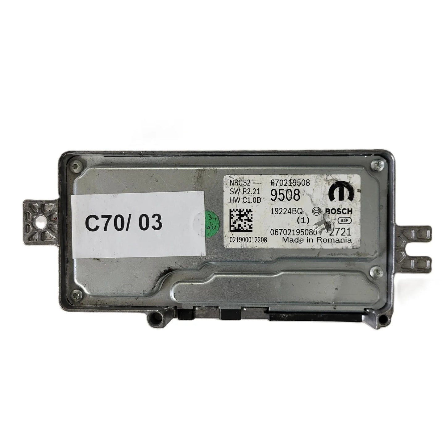 FIAT ALFA MODULE ECU / NRCS2 / 670219508 / 19224BQ / SW R2.21 / HW C1.0D / BOSCH
