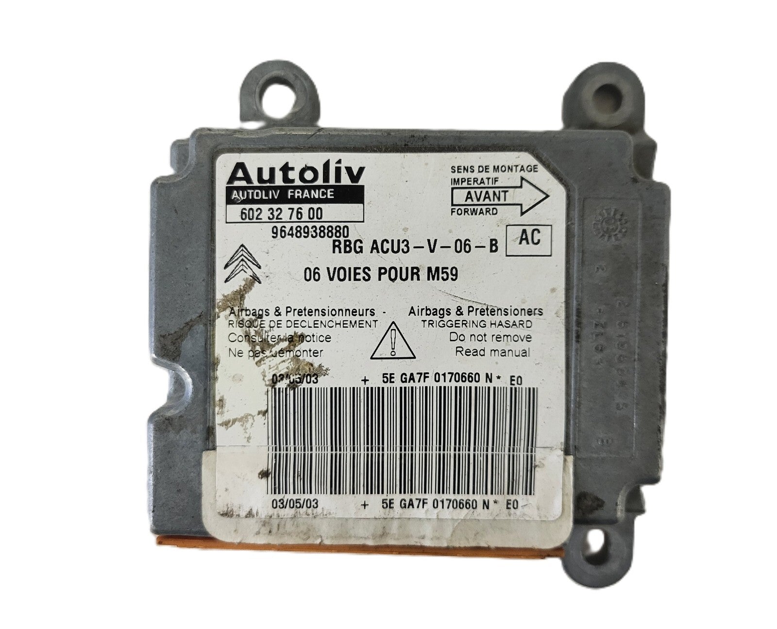 CITROEN BERLINGO AIRBAG ECU / 602327600 / 9648938880 / AUTOLIV