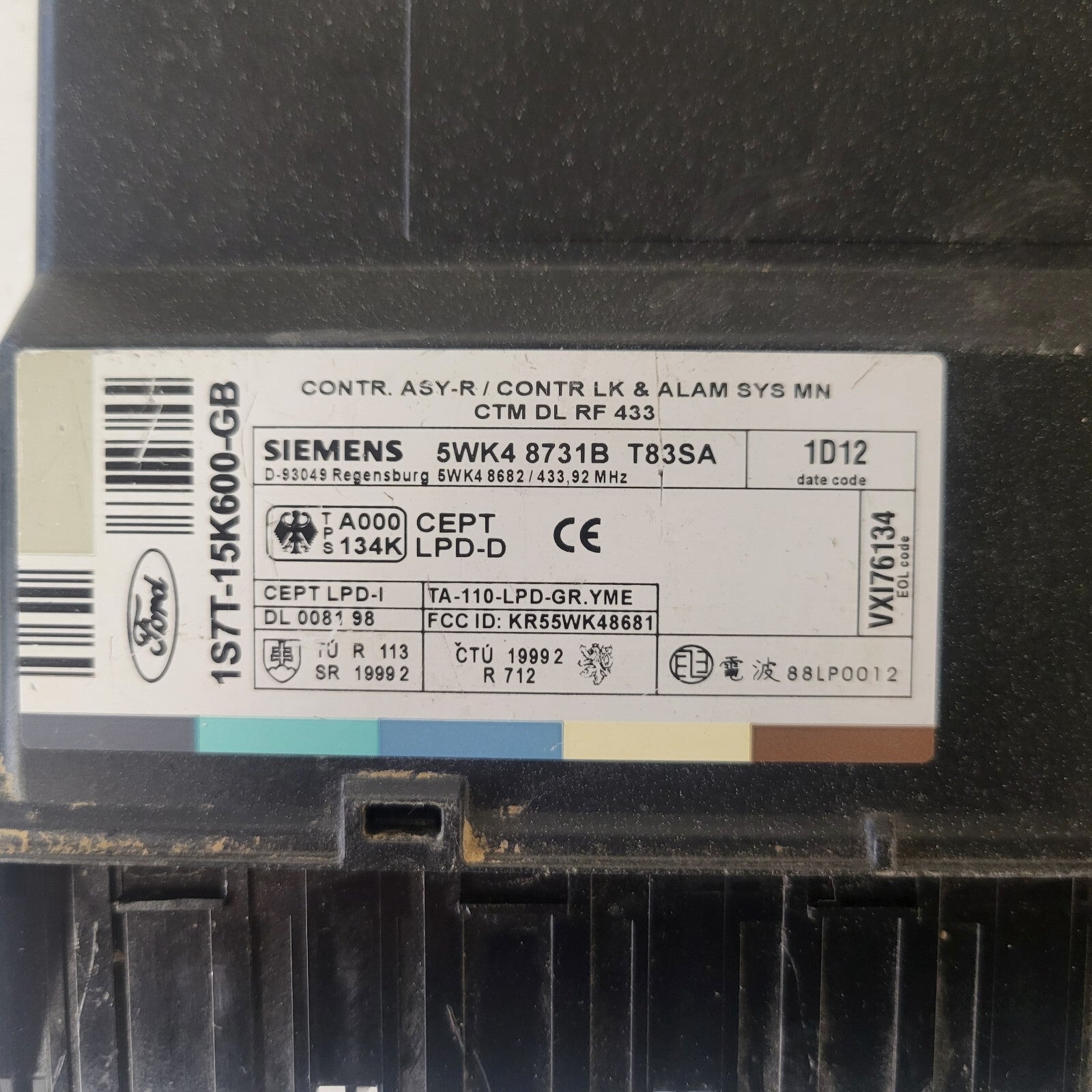 Ford ECU / 1S7T-15K600-GB / 5WK48731B T83SA / 5WK48731B / SIEMENS