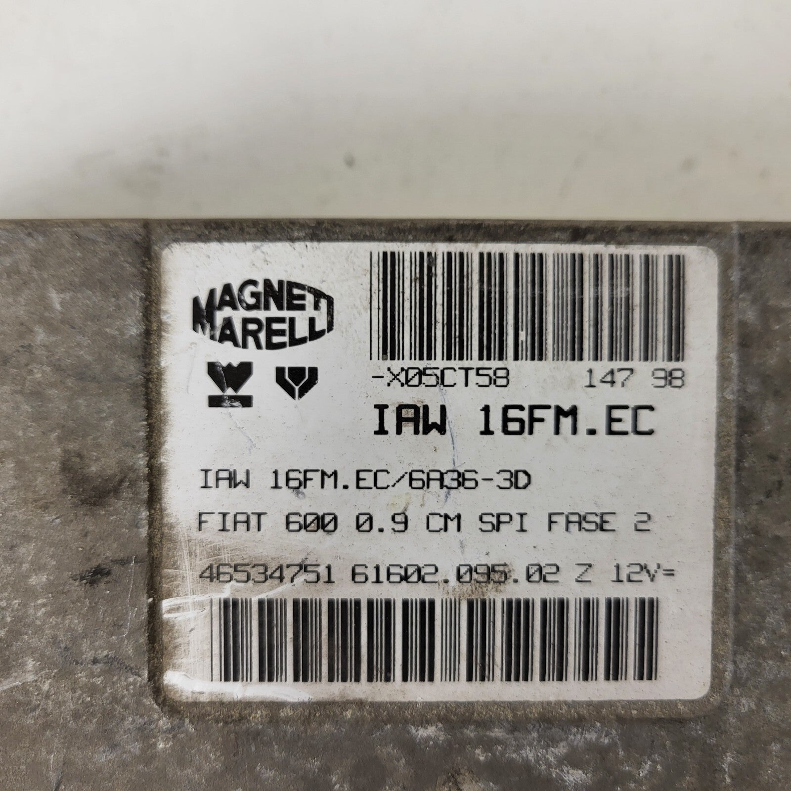 Fiat 600 0.9 ECU / IAW 16FM.EC / 46534751 / 61602.095.02 / MAGNETI MARELLI 