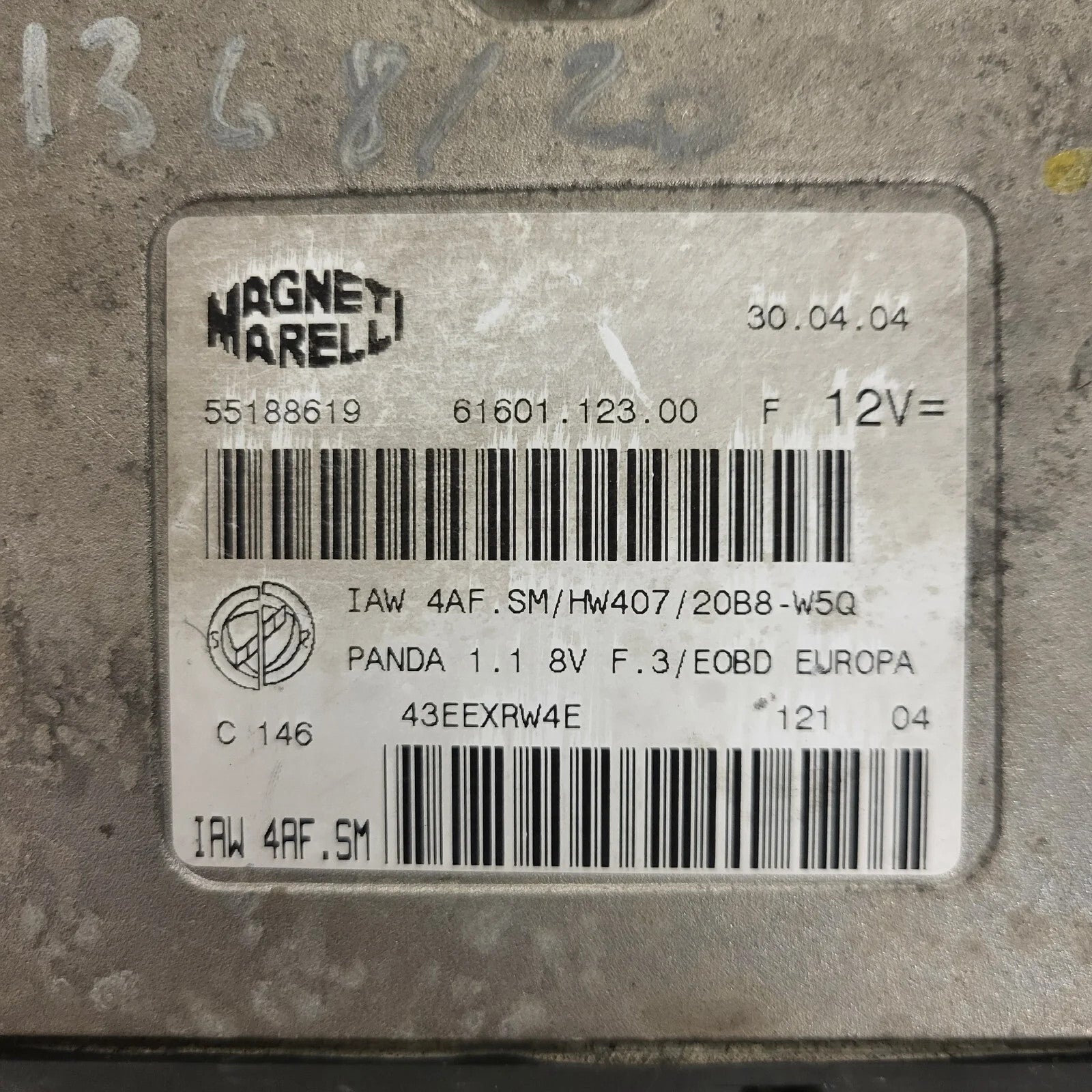 FIAT PANDA 1.1 ECU / IAW 4AF.SM / 55188619 / HW407 / 61601.123.00 / MAGNETI MARE