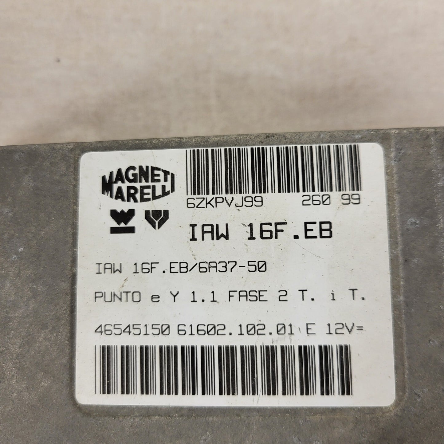 FIAT PUNTO LANCIA Y ECU / IAW 16F.EB / 46545150 / 61602.102.01 / MAGNETI MARELLI