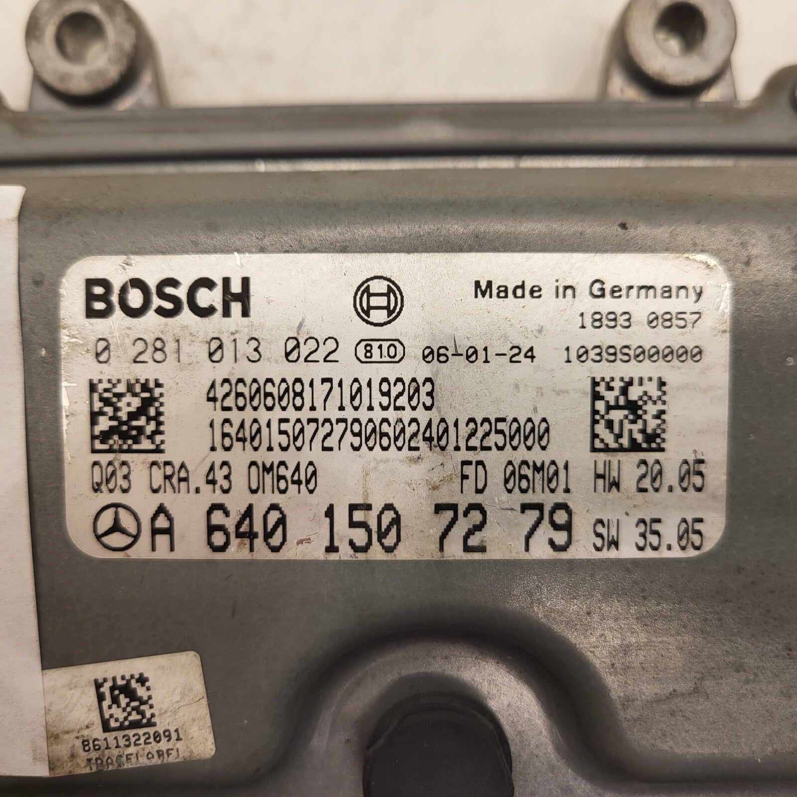 Mercedes a W169 ECU / 0281013022 / A6401507279 / CRA.43 / BOSCH