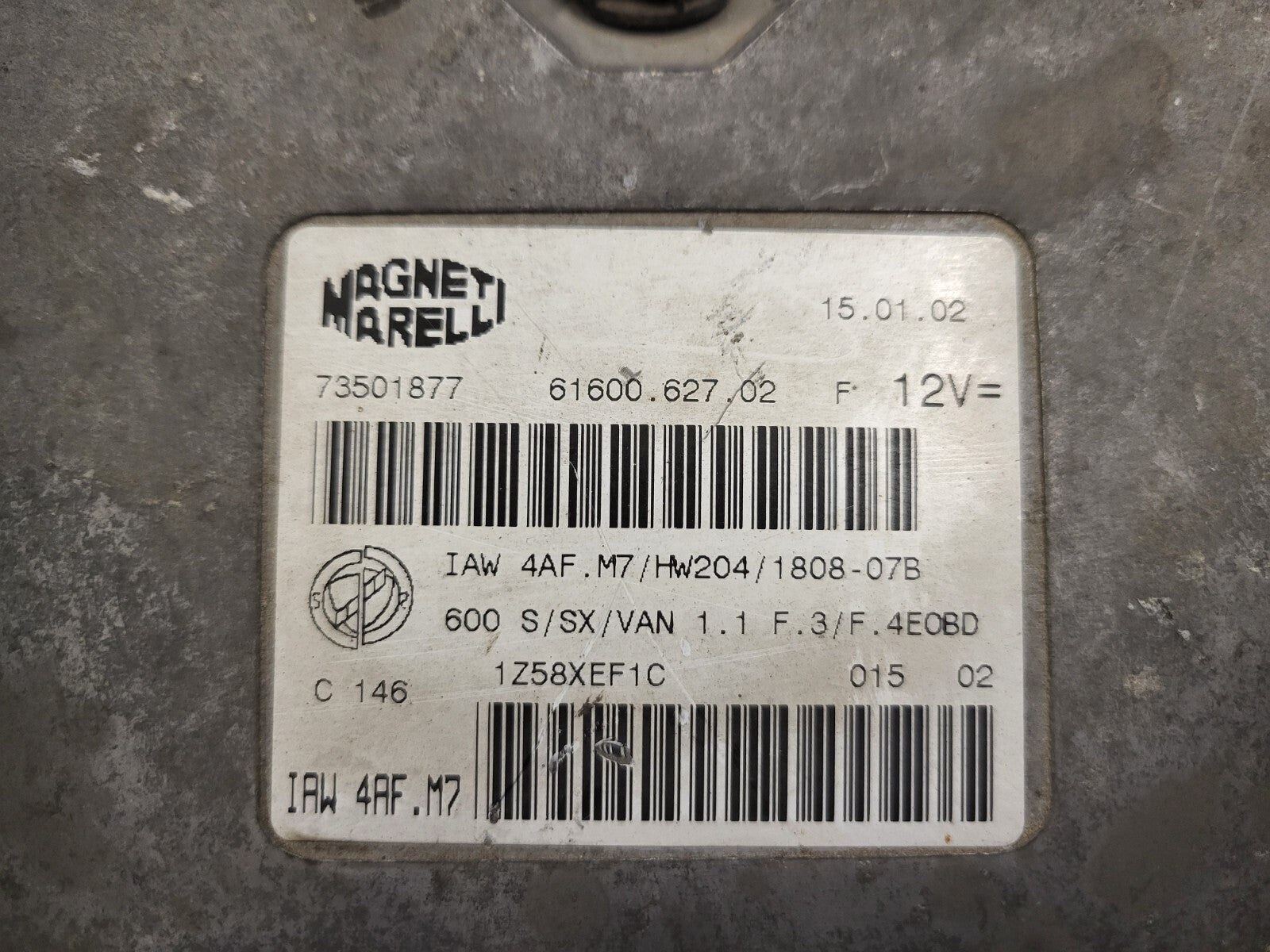 Fiat 600 ECU / IAW 4AF.M7 / 73501877 / HW204 / MAGNETI MARELLI