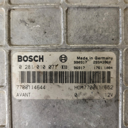 Renault Scenic 1.9 ECU / 0281010077 / 7700114644 / HOM 7700111552 / BOSCH