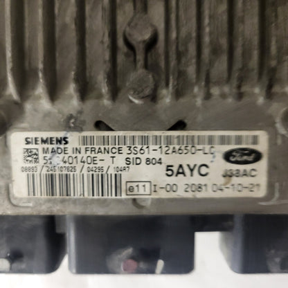 FORD FIESTA ECU / 3S61-12A650-LC / 5WS40140E-T / 5AYC / SID804 / J38A SIEMENS