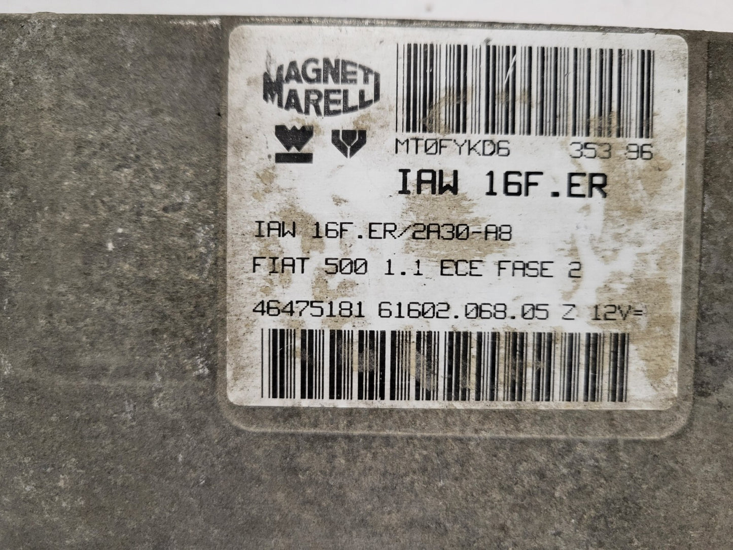 Fiat 500 1.1 ECU / IAW 16F.ER / 46475181 / 61602.068.05 /MAGNETI MARELLI