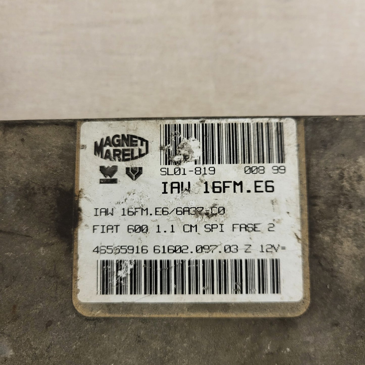 FIAT 600 1.1 ECU / IAW 16FM.E6 / 46555916 / 61602.097.03 / MAGNETI MARELLI