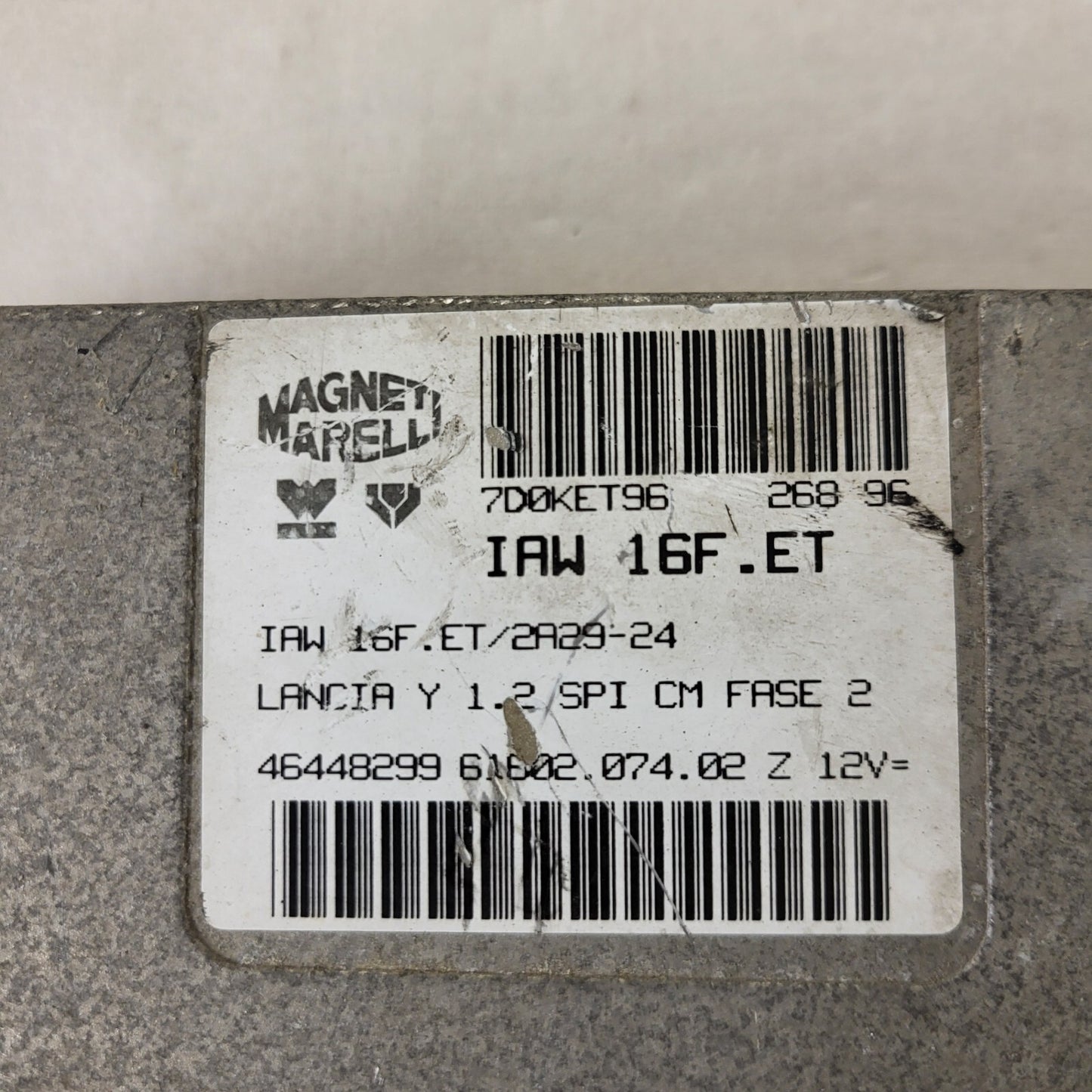 LANCIA Y 1.2 ECU / IAW 16F.ET / 46524188 / 61602.108.00 / MAGNETI MARELLI 