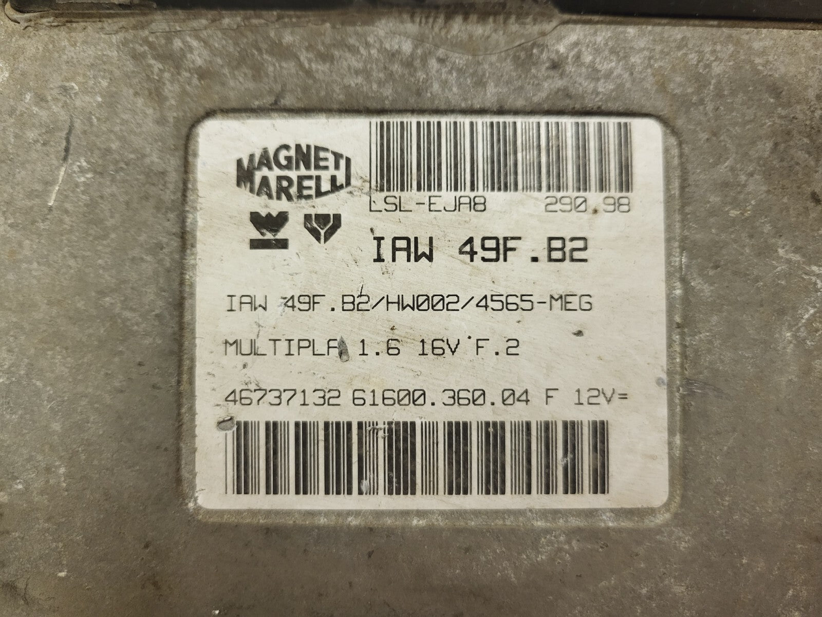 FIAT MULTIPLA 1.6 ECU / IAW 49F.B2 / 46737132 / HW002 / 61600.360.04 / MAGNETI