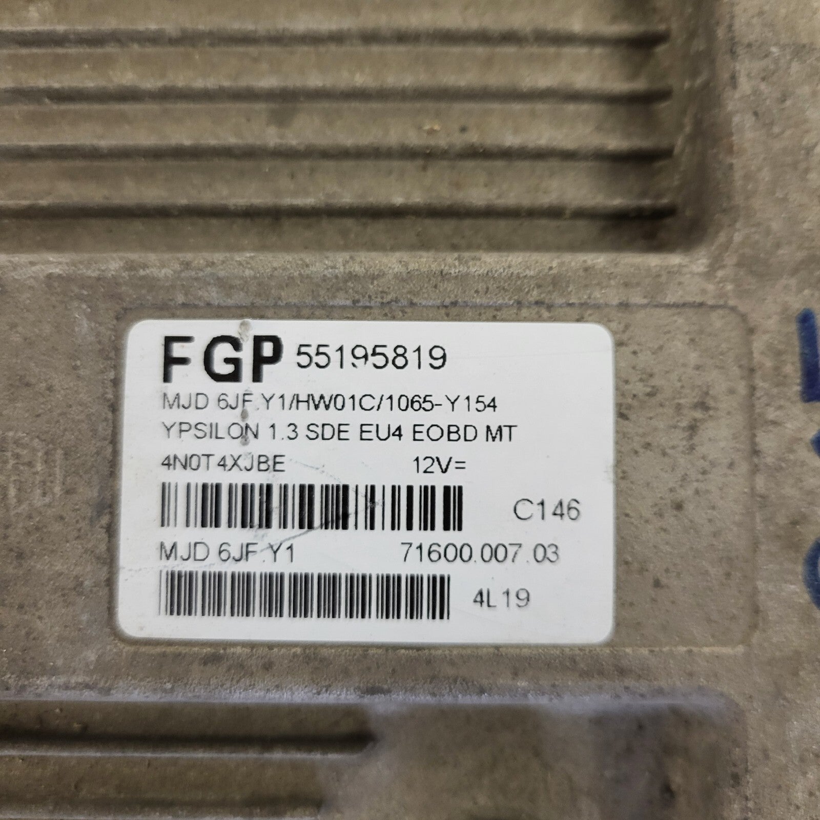 LANCIA Y 1.3 ECU / 55195819 / MJD 6JF.Y1 / HW01C / 71600.007.03 MAGNETI MARELLI