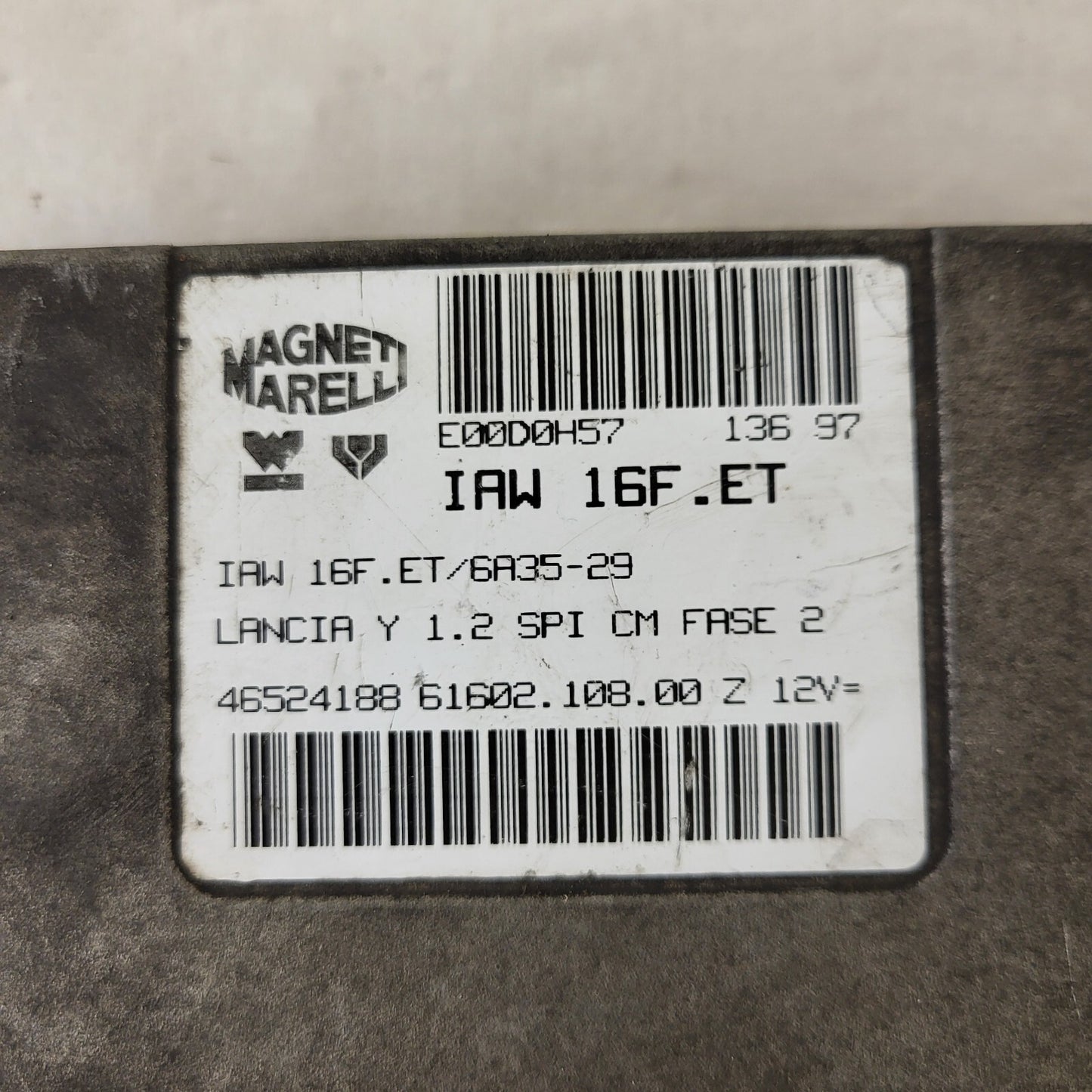 LANCIA Y 1.2 ECU / IAW 16F.ET / 46448299 / 61602.074.02 / MAGNETI MARELLI
