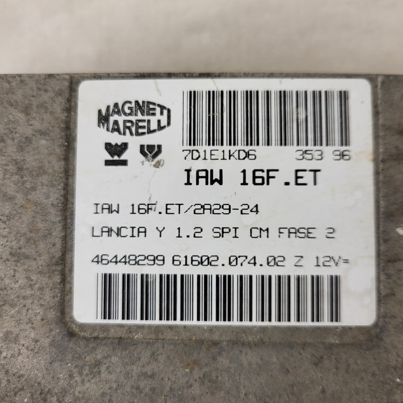 LANCIA Y 1.2 ECU / IAW 16F.ET / 46448299 / 61602.074.02 / MAGNETI MARELLI
