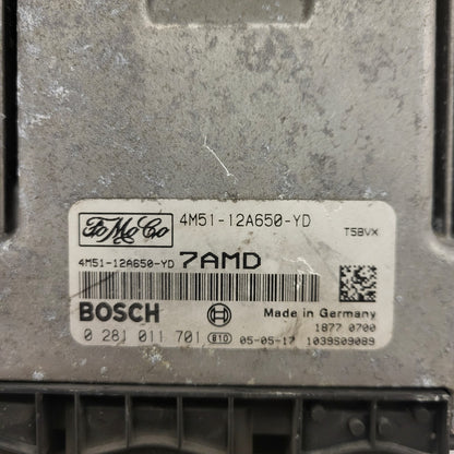 Ford ECU / 4M51-12A650-YD / 0281011701 / 7AMD / BOSCH