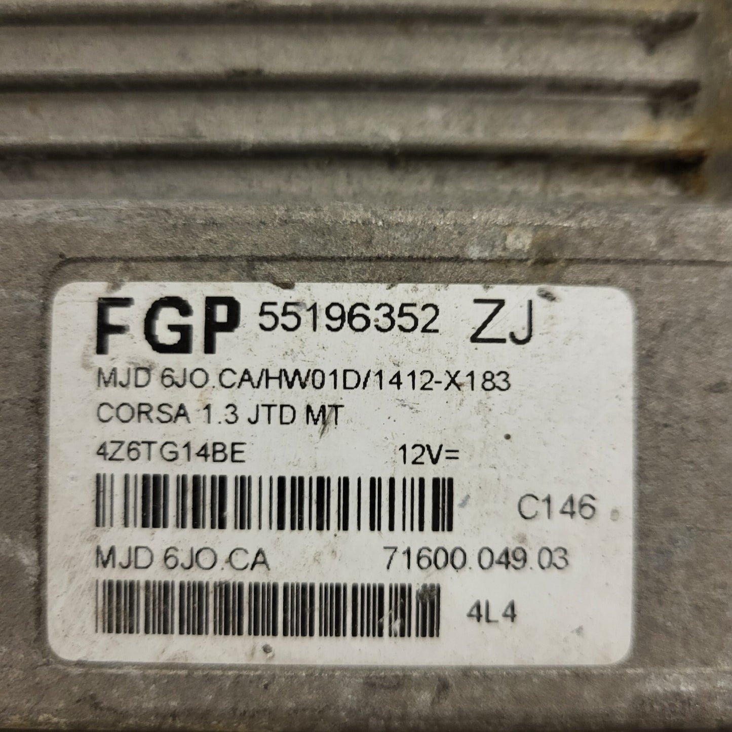 OPEL ECU / MJD 6JO.CA / 55196352 / HW01D / 71600.049.03 / MAGNETI MARELLI