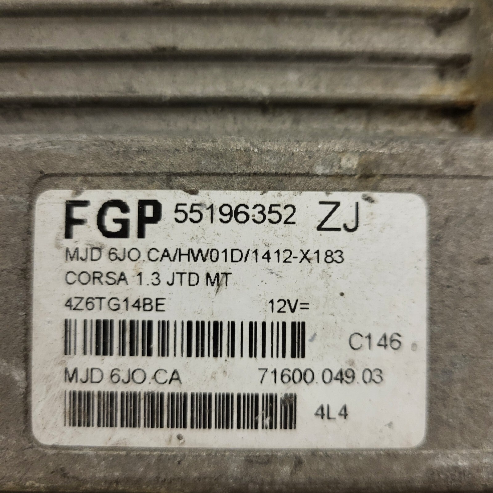 OPEL ECU / MJD 6JO.CA / 55196352 / HW01D / 71600.049.03 / MAGNETI MARELLI