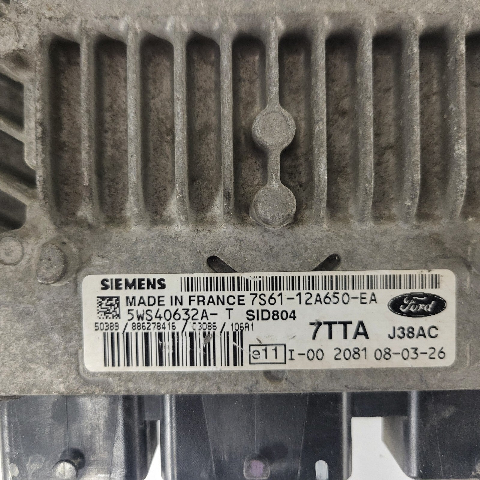 FORD FIESTA ECU / 7S61-12A650-EA / 5WS40632A-T / 7TTA / J38AC / SID804 / SIEMENS