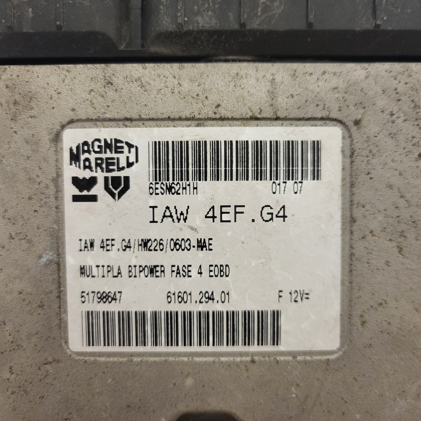 FIAT MULTIPLA ECU IAW 4EF.G4 / 51798647 / 61601.294.01 / HW226 / MAGNETI MARELLI