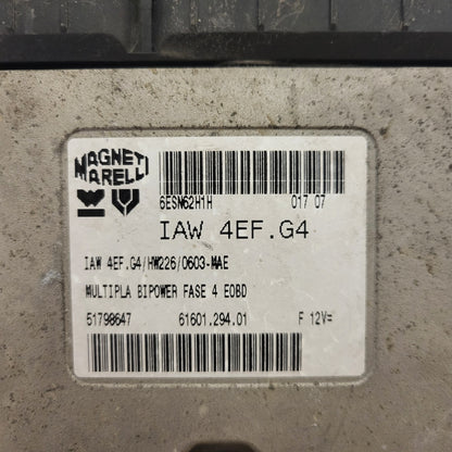 FIAT MULTIPLA ECU IAW 4EF.G4 / 51798647 / 61601.294.01 / HW226 / MAGNETI MARELLI
