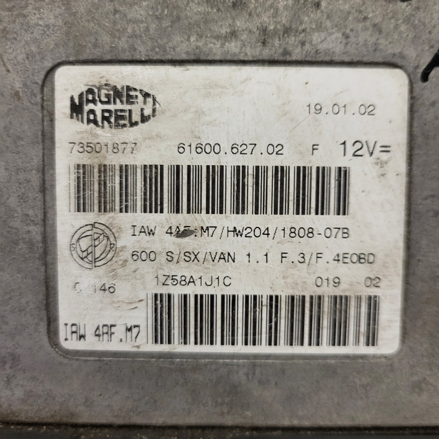 Fiat 600 ECU / IAW 4AF.M7 / 73501877 / HW204 / MAGNETI MARELLI