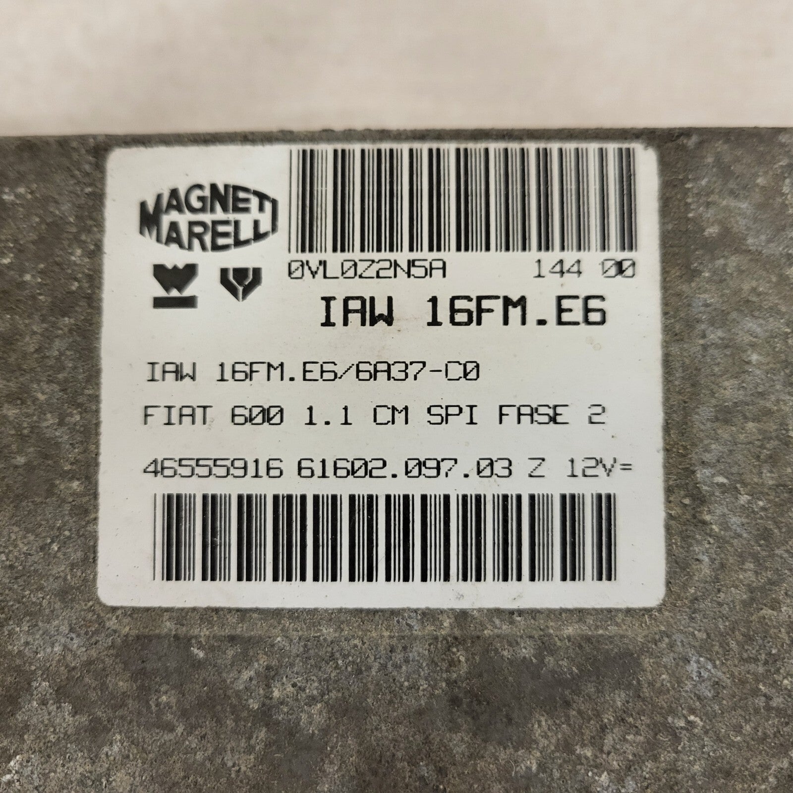 FIAT 600 1.1 ECU / IAW 16FM.E6 / 46555916 / 61602.097.03 / MAGNETI MARELLI