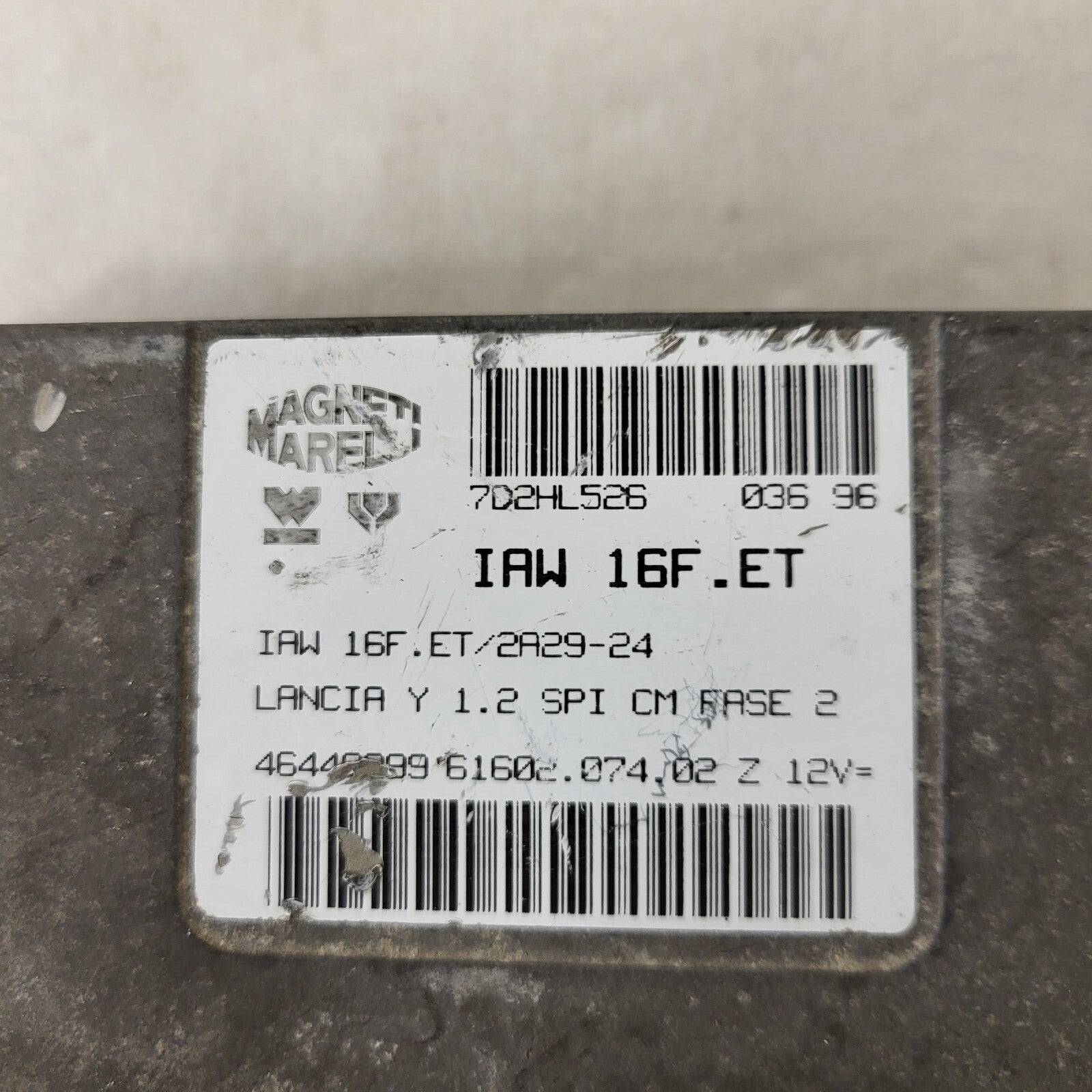 LANCIA Y 1.2 ECU / IAW 16F.ET / 46448299 / 61602.074.02 / MAGNETI MARELLI