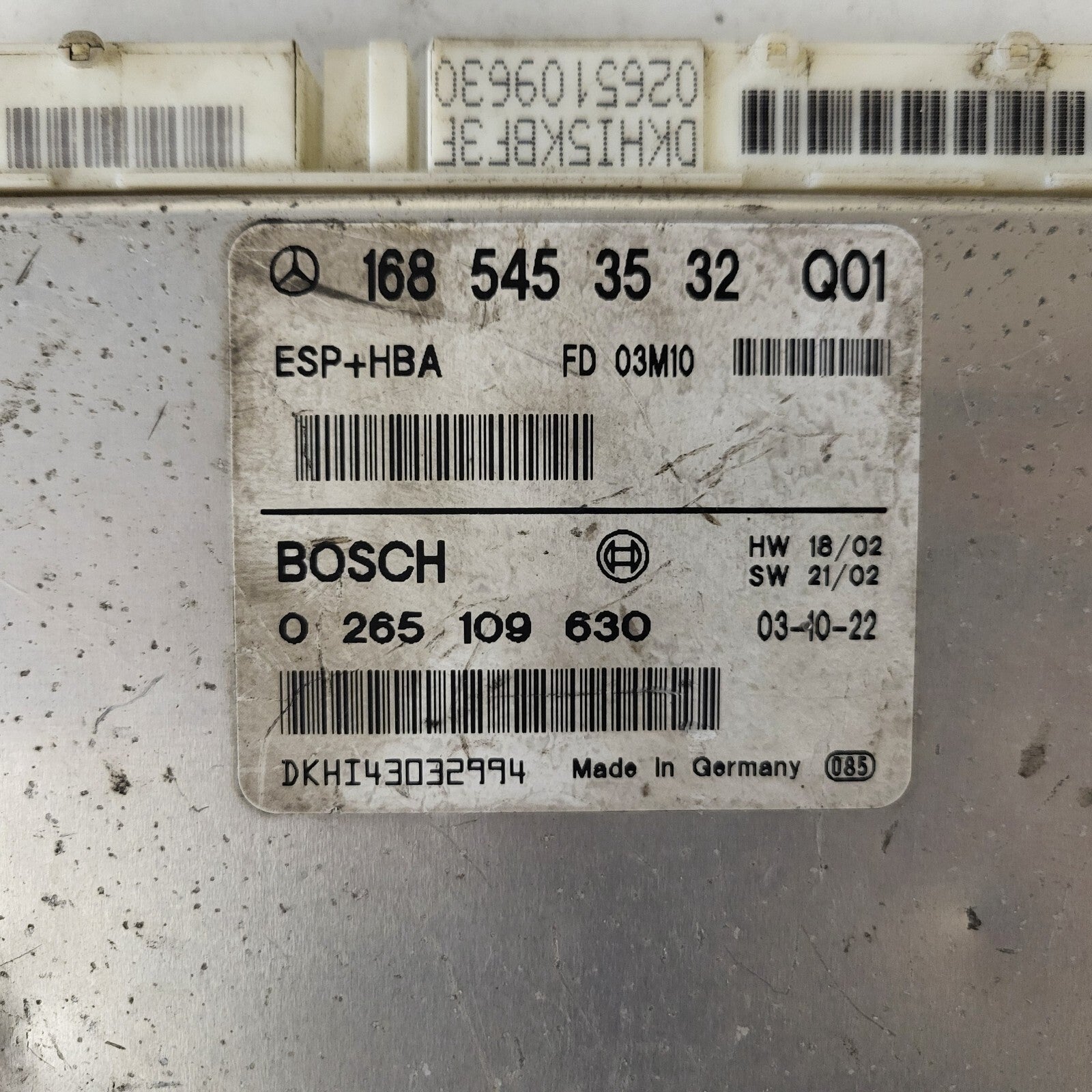 MERCEDES-BENZ A CLASS W168 ESP ECU / 1685453532 / 0265109630 / BOSCH ESP+HBA