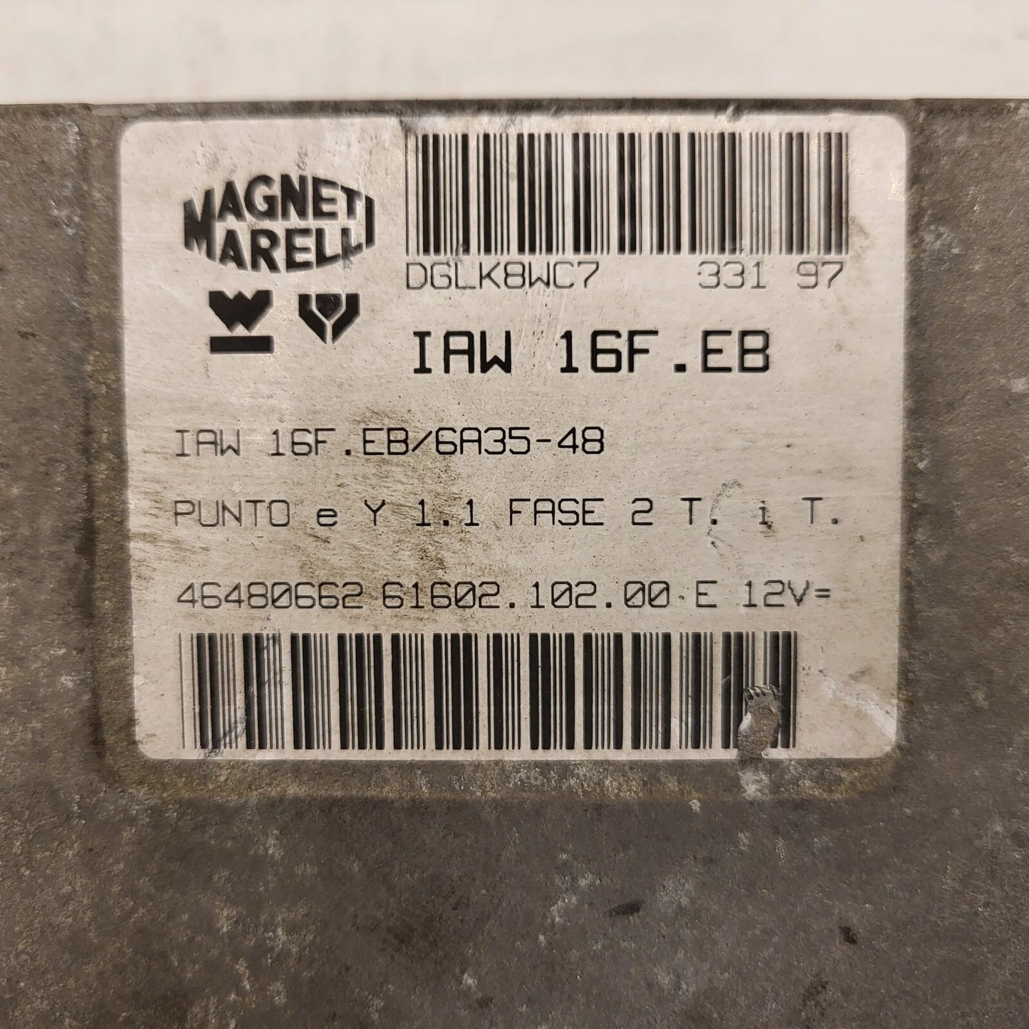 FIAT PUNTO LANCIA Y 1.1 ECU / IAW 16F.EB / 46480662 / IAW16F.EB / MAGNETI MAREL