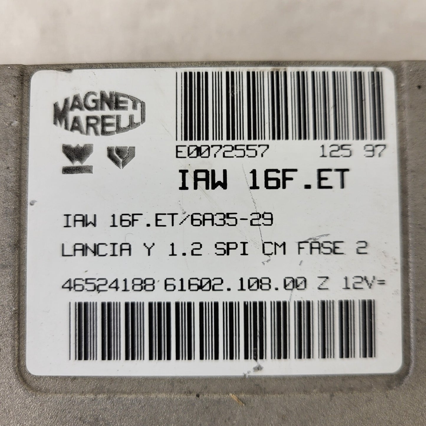 LANCIA Y 1.2 ECU / IAW 16F.ET / 46524188 / 61602.108.00 / MAGNETI MARELLI 