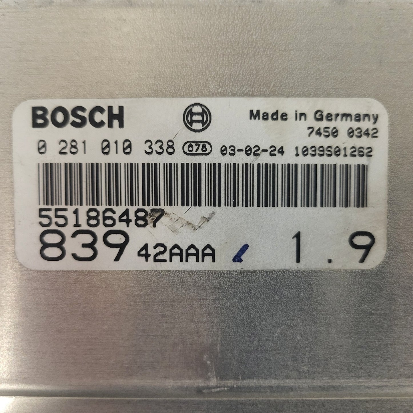 LANCIA LYBRA 1.9 JTD ECU / 0281010338 / 55186487 / BOSCH