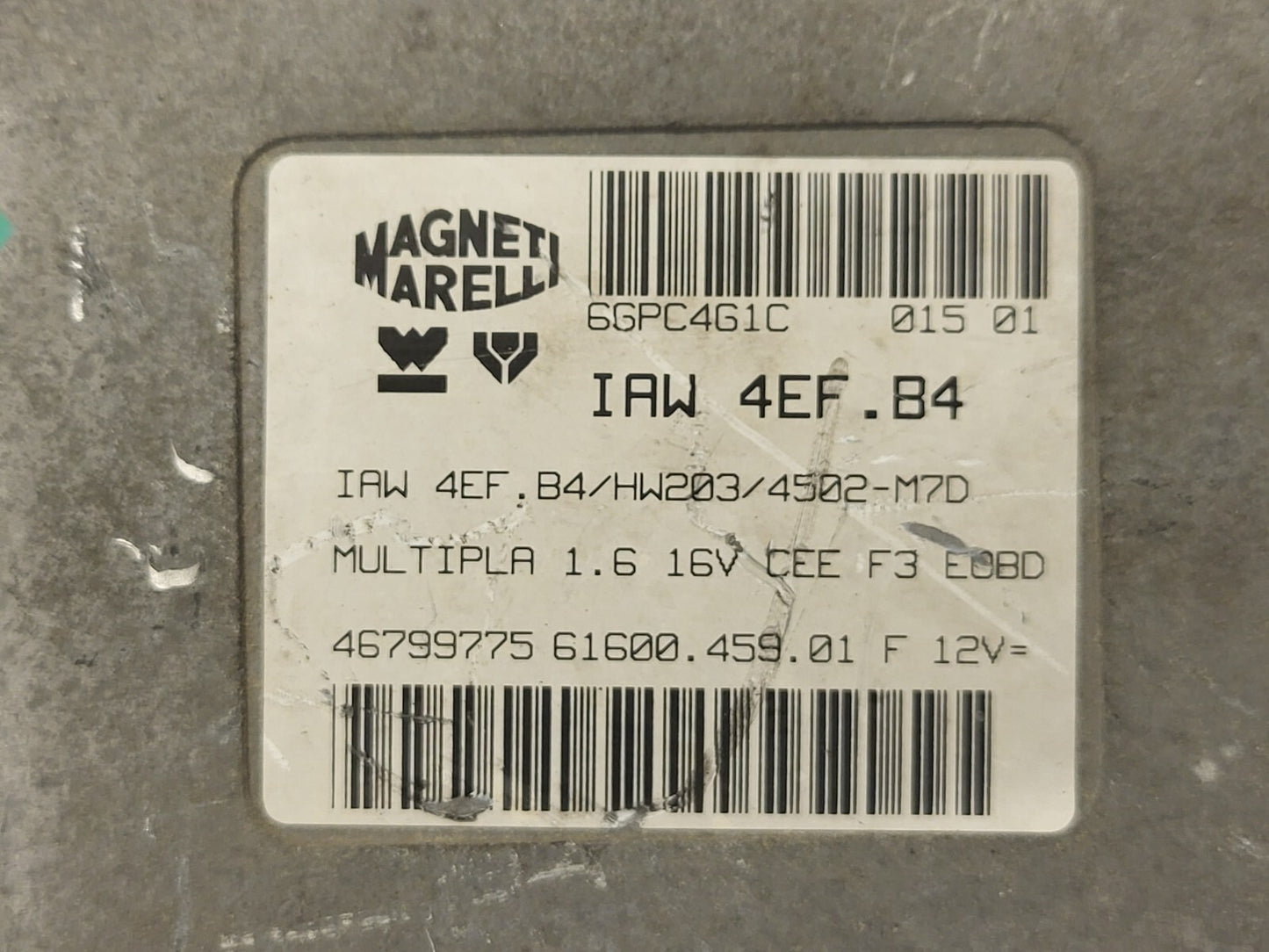 FIAT MULTIPLA 1.6 16V ECU / 46799775 / IAW 4EF.B4 / HW203 / 61600.459.01