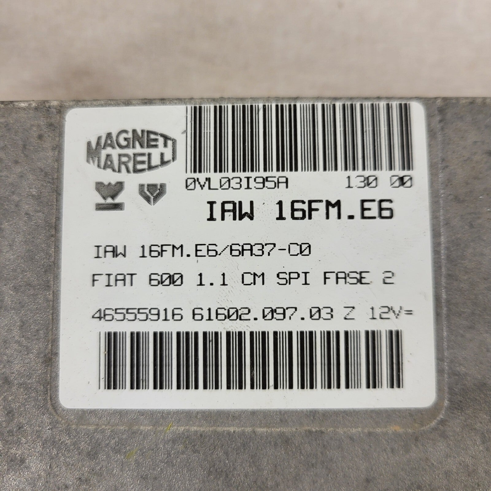FIAT 600 1.1 ECU / IAW 16FM.E6 / 46555916 / 61602.097.03 / MAGNETI MARELLI