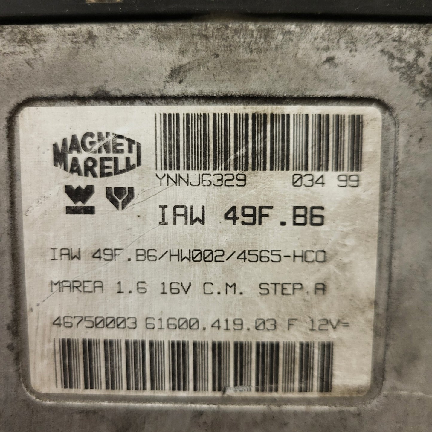 FIAT MAREA ECU / IAW 49F.B6 / 46750003 / HW002 / 61600.419.03 / MAGNETI MARELLI