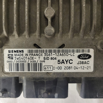 FORD FIESTA ECU / 3S61-12A650-LC / 5WS40140E-T / 5AYC / SID804 / J38A SIEMENS
