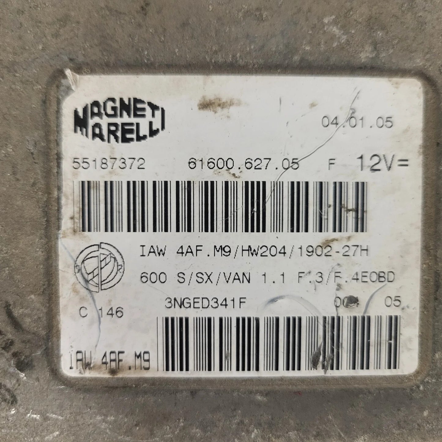 Fiat Seicento 600 ECU / 55187372 / IAW 4AF.M9 / 61600.627.05 / MAGNETI MARELLI