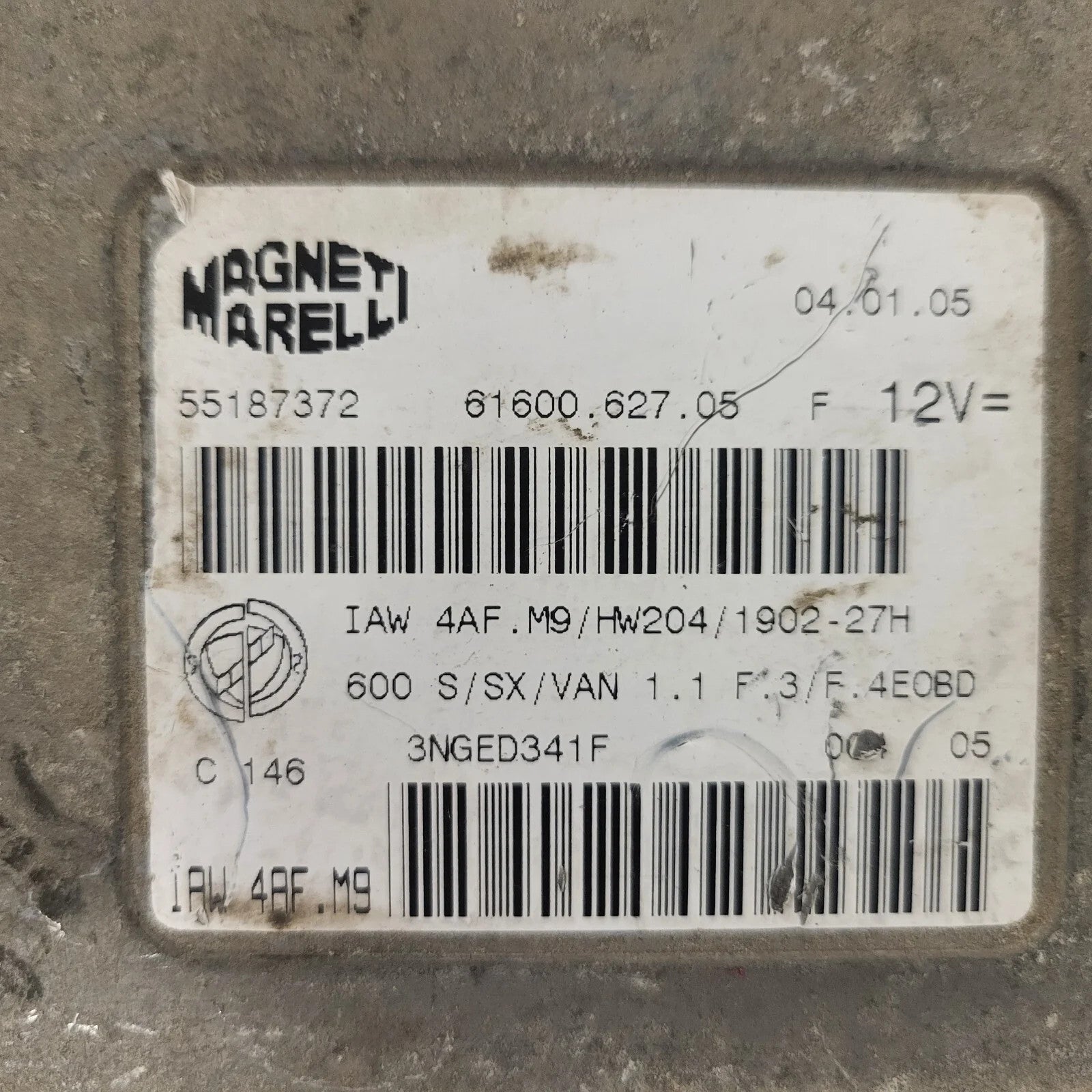 Fiat Seicento 600 ECU / 55187372 / IAW 4AF.M9 / 61600.627.05 / MAGNETI MARELLI