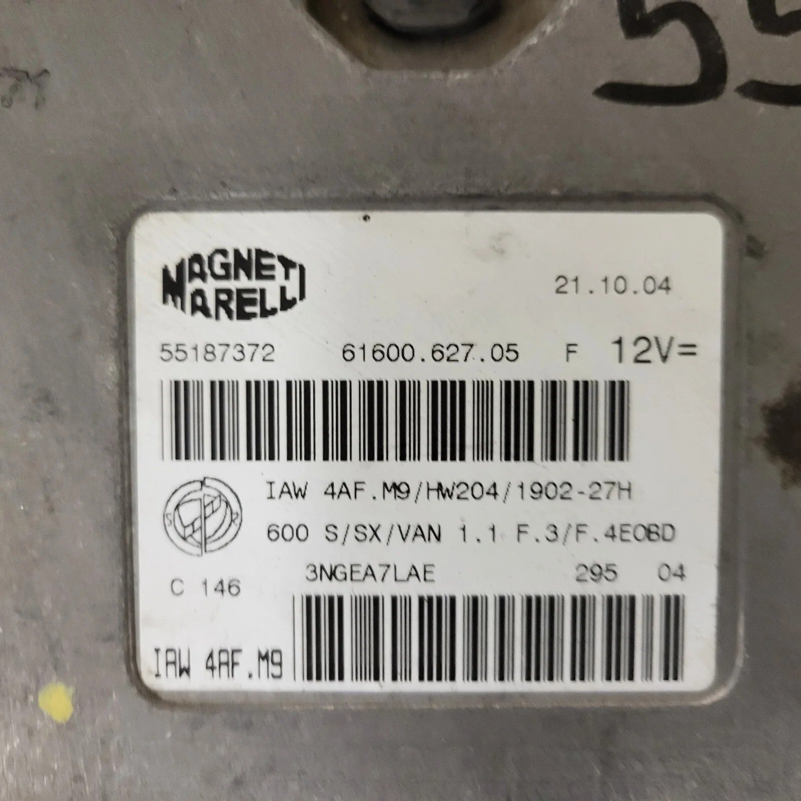 Fiat Seicento 600 ECU / 55187372 / IAW 4AF.M9 / 61600.627.05 / MAGNETI MARELLI