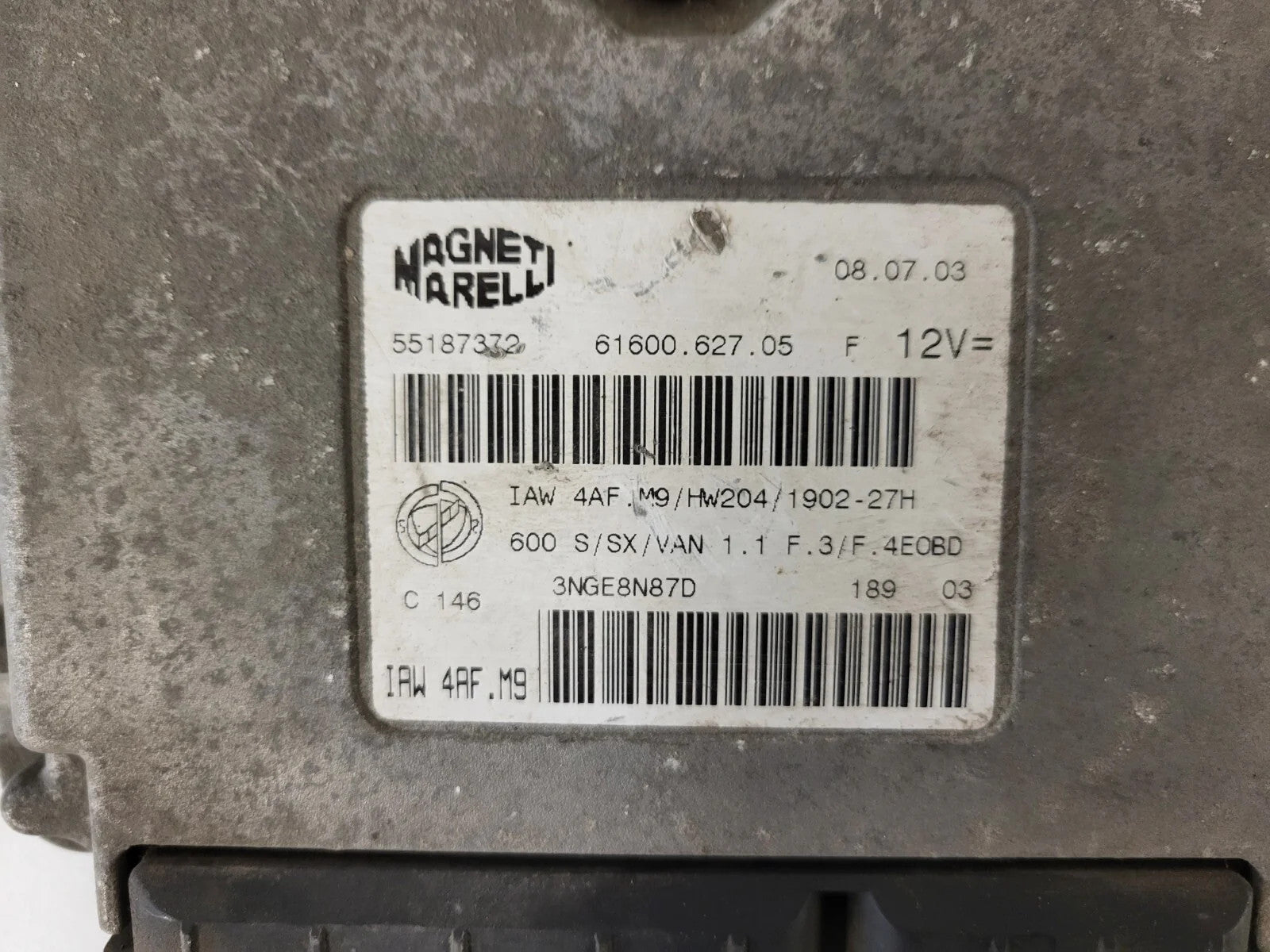 Fiat Seicento 600 ECU / 55187372 / IAW 4AF.M9 / 61600.627.05 / MAGNETI MARELLI