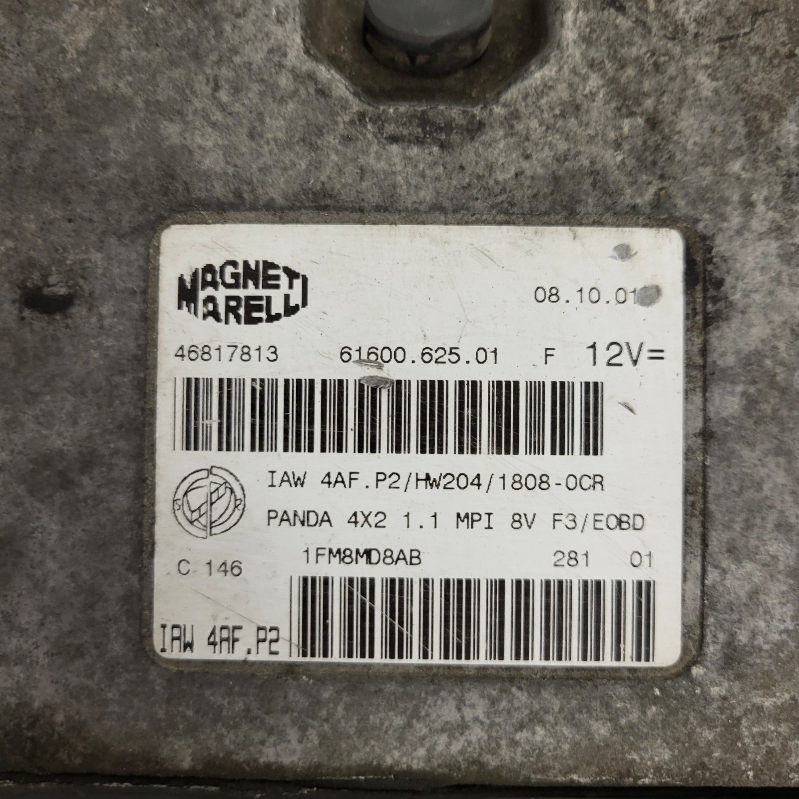 FIAT PANDA 1.1 ECU / 46817813 / IAW 4AF.P2 / HW204 / 61600.625.01