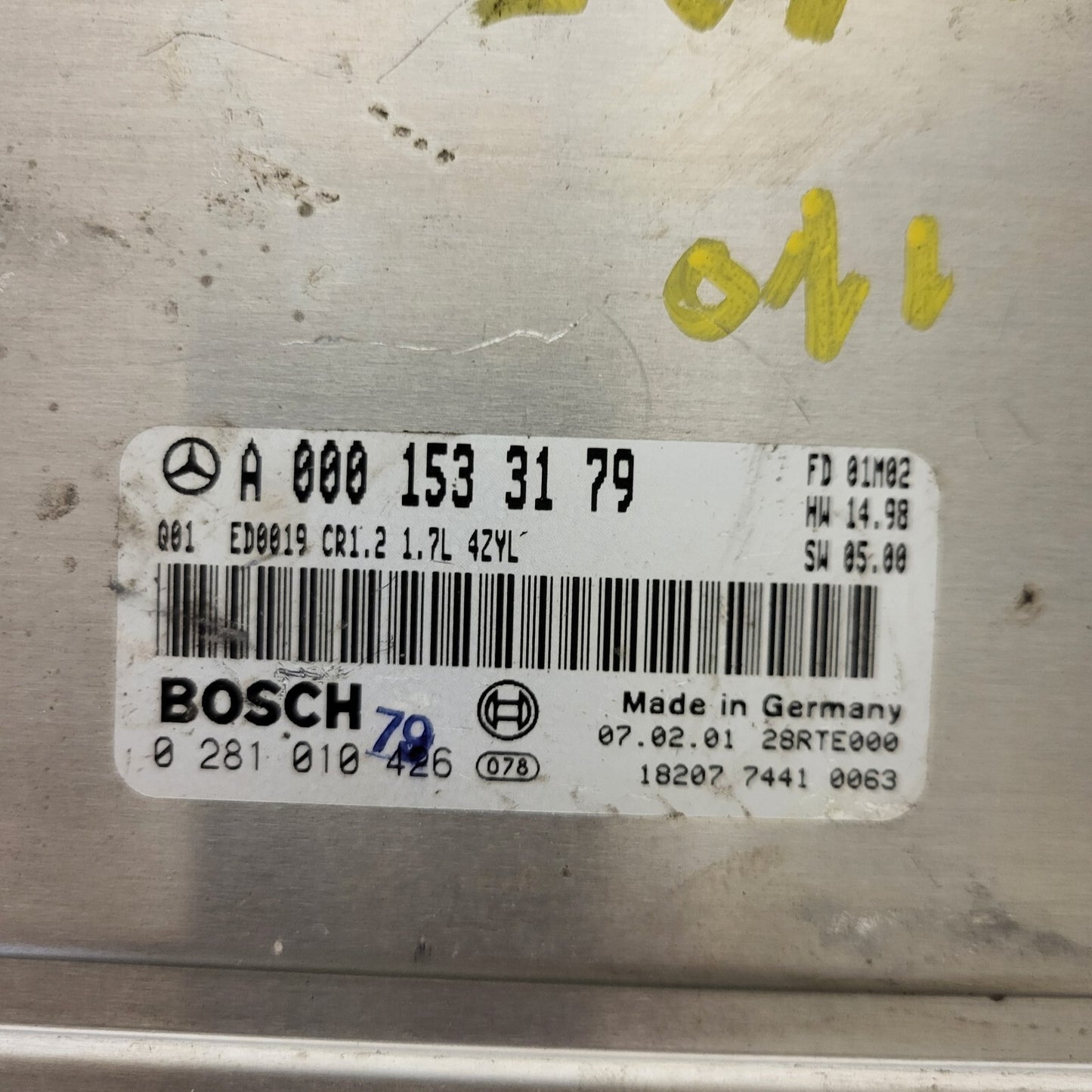 Mercedes a W168 ECU / A0001533179 / 0281010426 / ED0019 / CR1.2 / BOSCH
