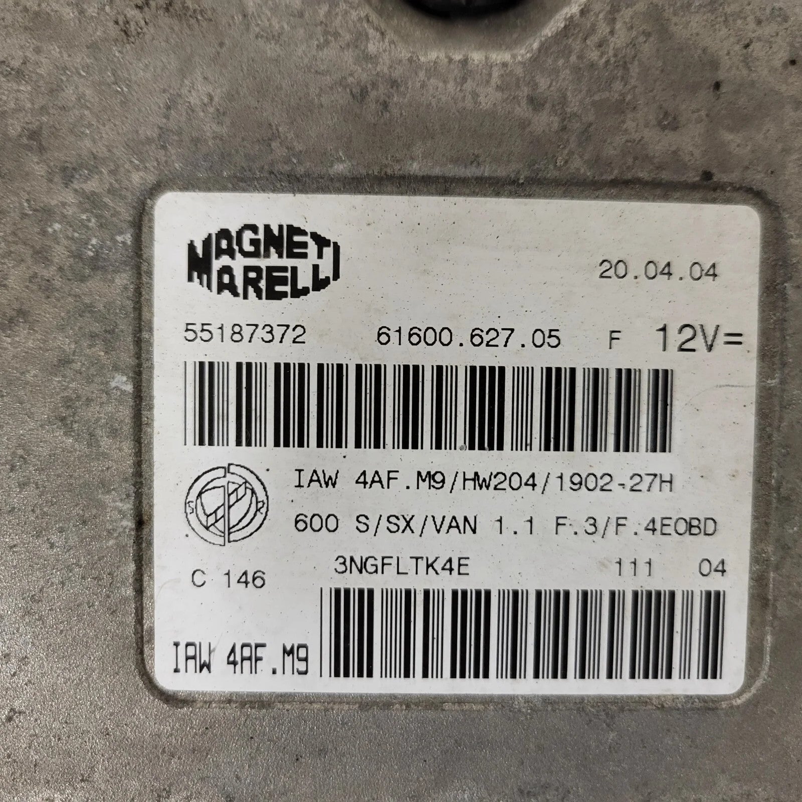 Fiat Seicento 600 ECU / 55187372 / IAW 4AF.M9 / 61600.627.05 / MAGNETI MARELLI