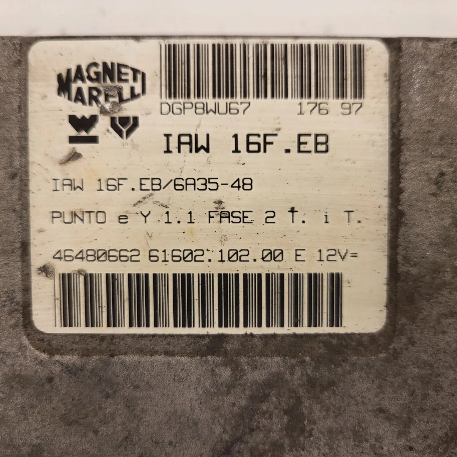 FIAT PUNTO LANCIA Y 1.1 ECU / IAW 16F.EB / 46480662 / IAW16F.EB / MAGNETI MAREL