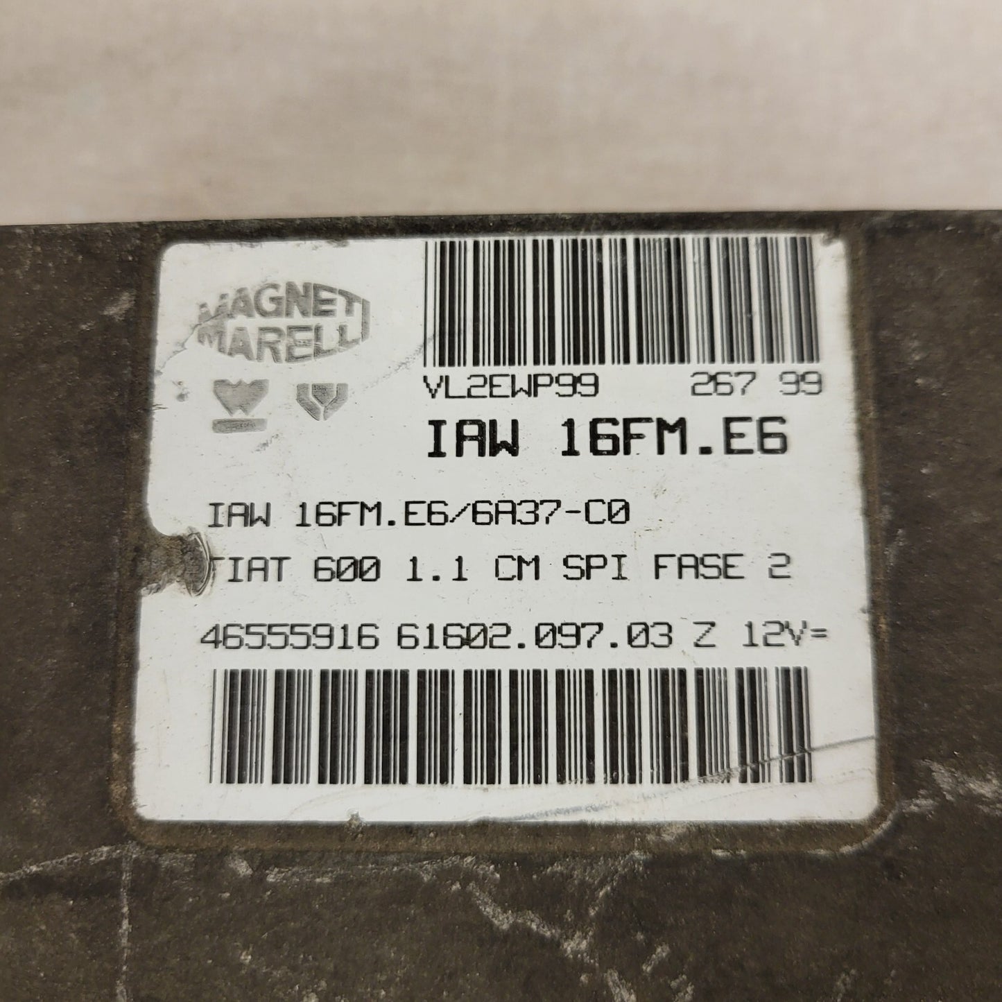 FIAT 600 1.1 ECU / IAW 16FM.E6 / 46555916 / 61602.097.03 / MAGNETI MARELLI